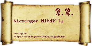 Nicsinger Mihály névjegykártya